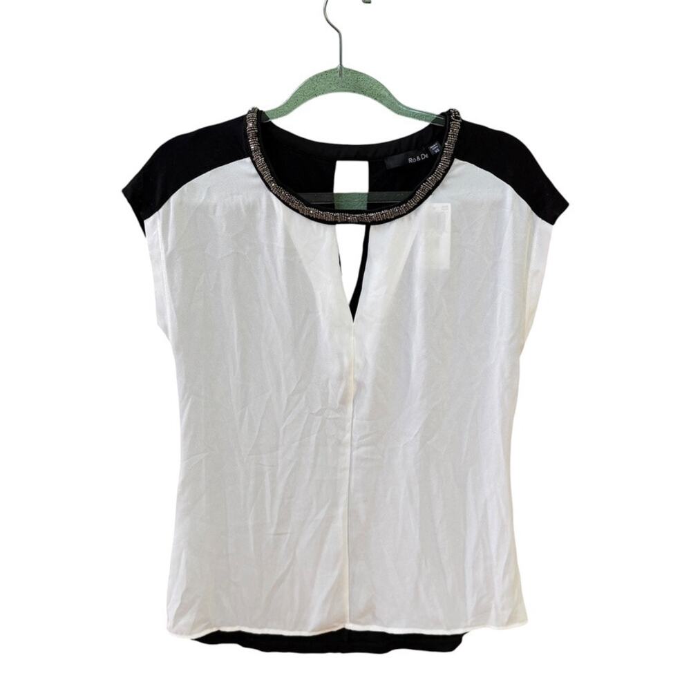 Ro & De Shirt Top Women Size XS 2000s Nordstrom Beaded New With Tags MSRP 68.00
